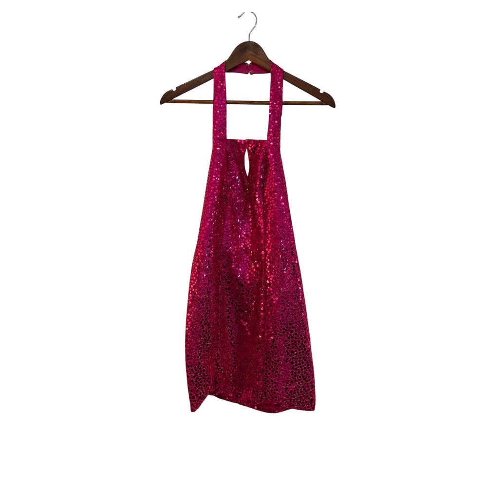 Flirtations Alfred Angelo Sequin Halter Mini Dress Women Pink Y2K Party